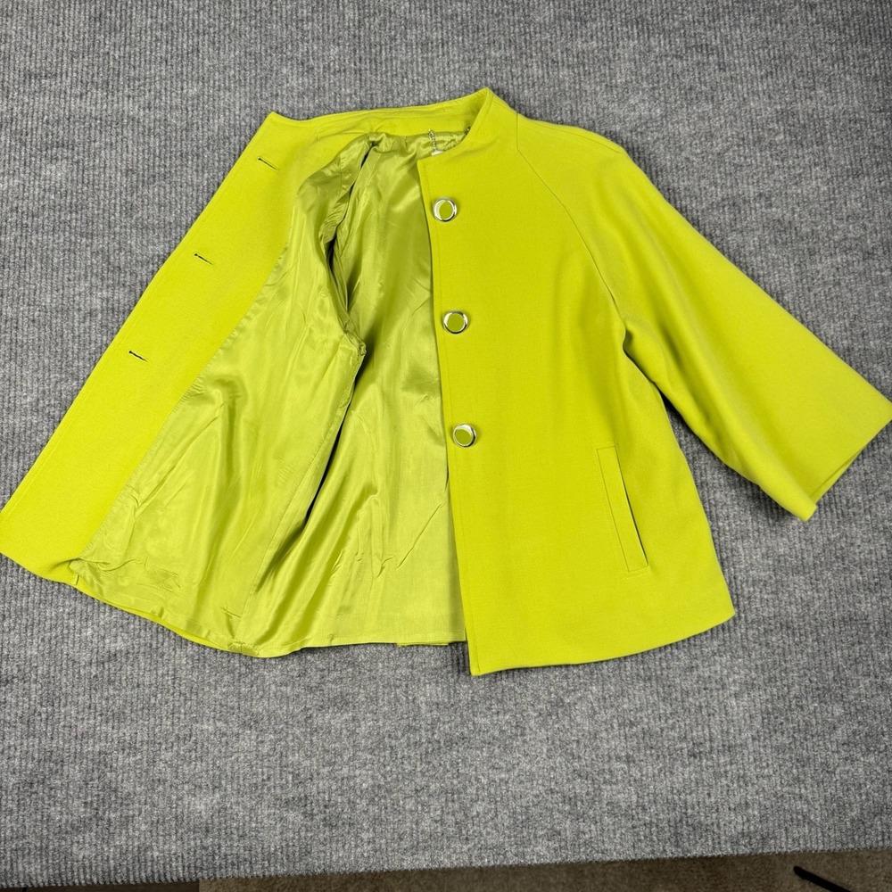 Carmen Marc Valvo Swing Coat Womens M Chartreuse Mod 60s Statement Jacket